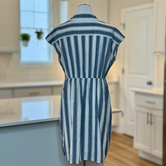 Andree by Unit | Blue & White Stripe Cotton Dress - Picture 3 of 5